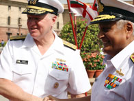 Admiral Nirmal Verma greets Admiral Gary Roughead